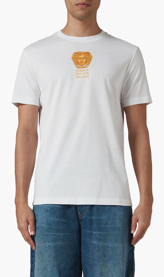 T SHIRT COMPACT COTTON JERSEY FABRIC HALL OF STATUES MEDUSA PRINT
