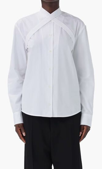 POPLIN CROSS COLLAR SHIRT WHITE WHITE