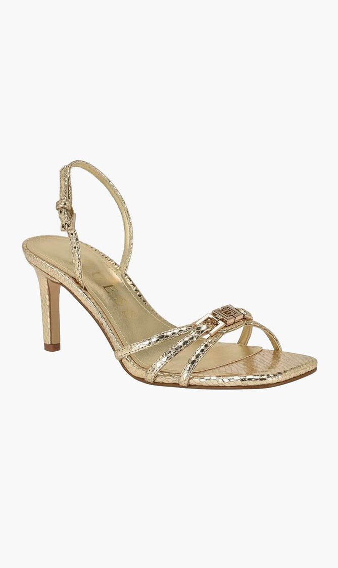 Twilla Metallic Embossed Logo Sandals
