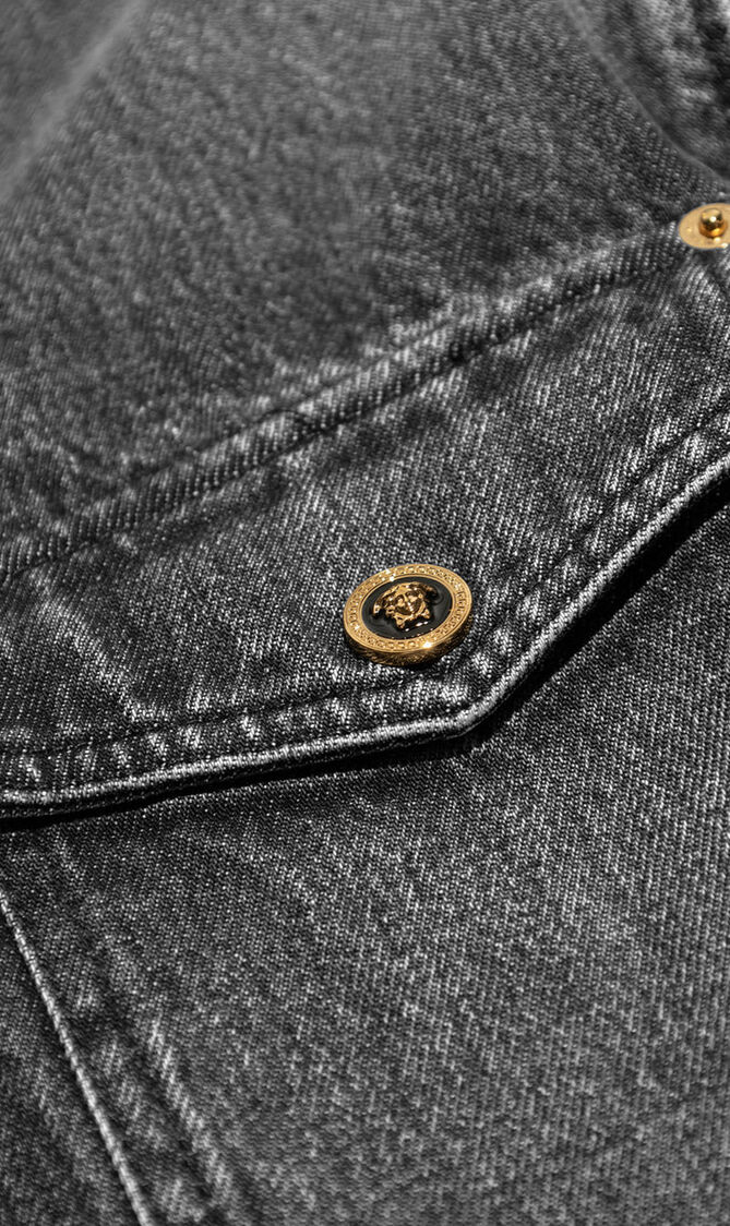 SHIRT DENIM STONE WASH BLACK DENIM FABRIC
