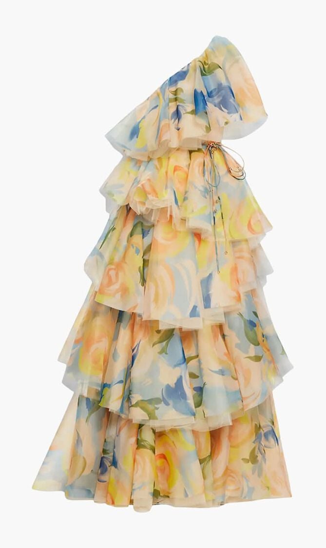 Paloma One Shoulder Floral Print Gown