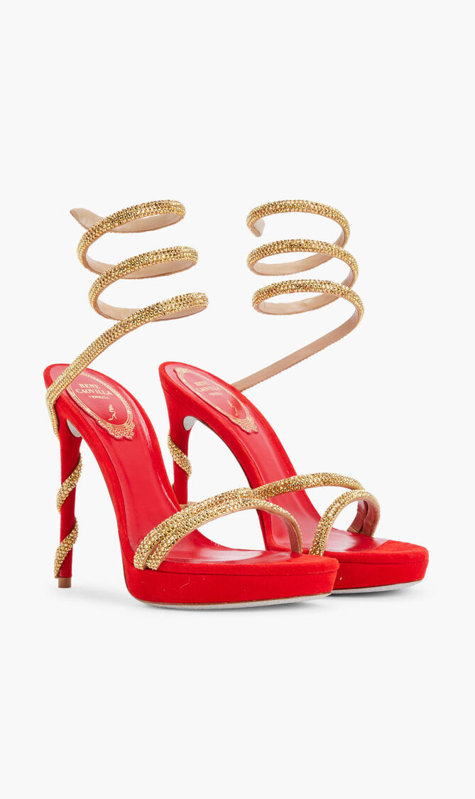 RED SUEDECMETALLIC SUNSHINE STRASS