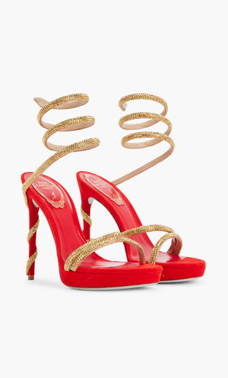 RED SUEDECMETALLIC SUNSHINE STRASS