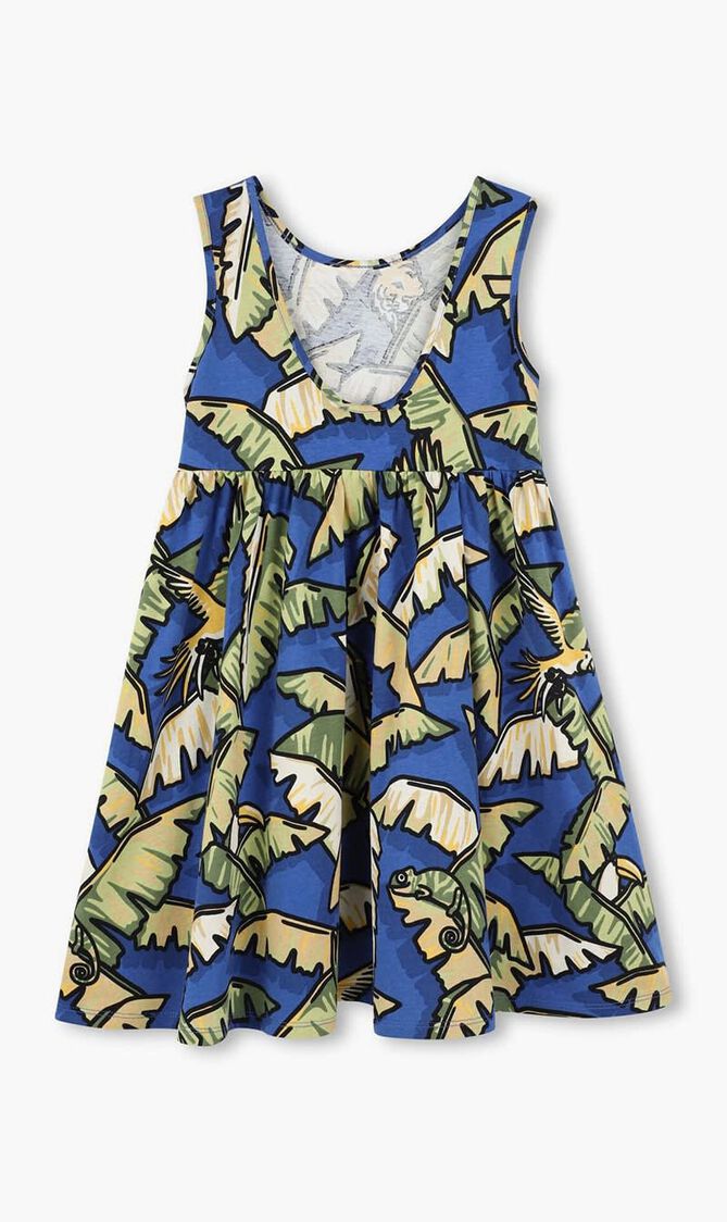 Kids Girls Blue & Green Jungle Dress