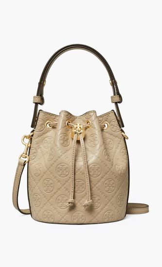 T Monogram Leather Mini Bucket Bag