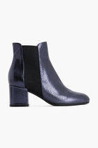 Snake Effect Leather Ankle Boots