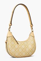 T Monogram Raffia Crescent Bag