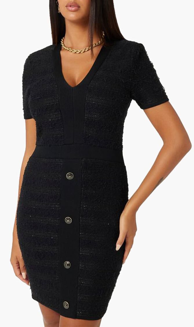 Marciano Boucle Mini Sweater Dress