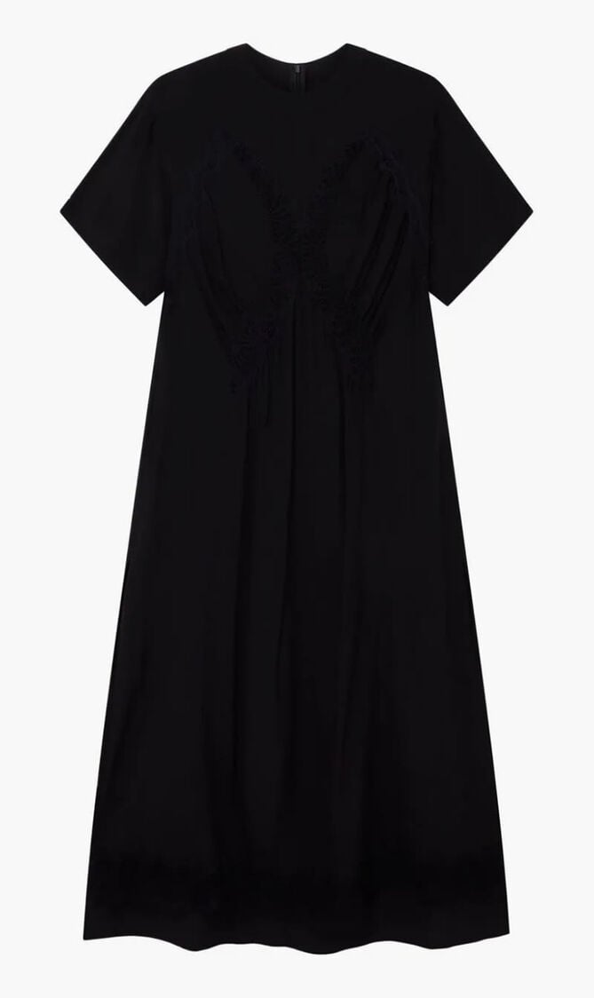 Lace-Detail Silk Dress
