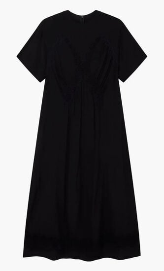 Lace-Detail Silk Dress
