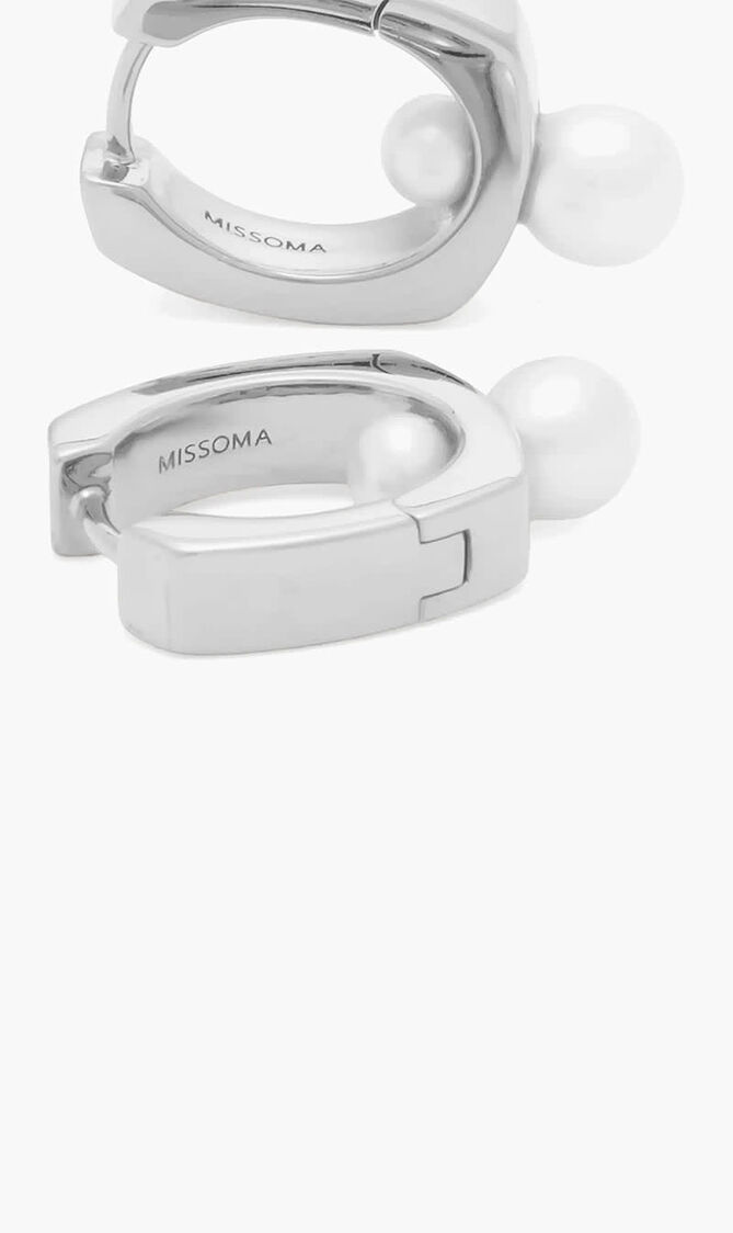 Pearl Square Hoop Earrings