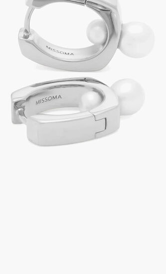 Pearl Square Hoop Earrings