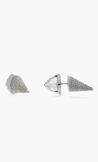 Lucent Pierced  Stud Spyke Rhodium Earrings