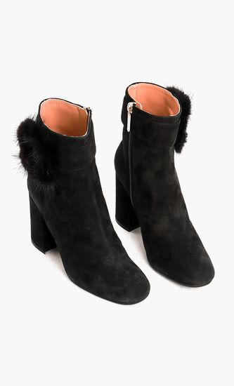 Suede Fur Buckle Ankle Boots