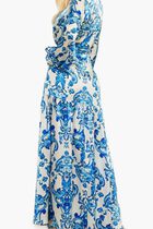 Long Patterned Silk Shirt Dress