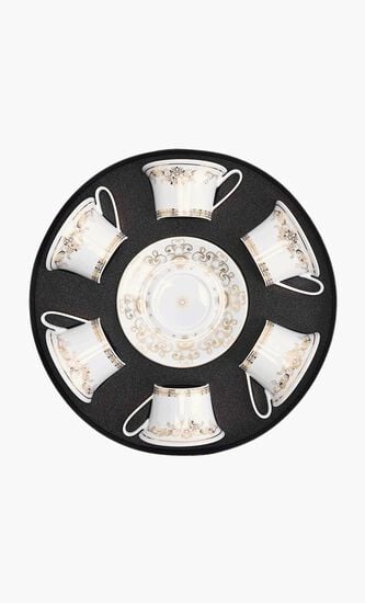 Medusa Gala Tea Cup & Saucer White Set Of 6