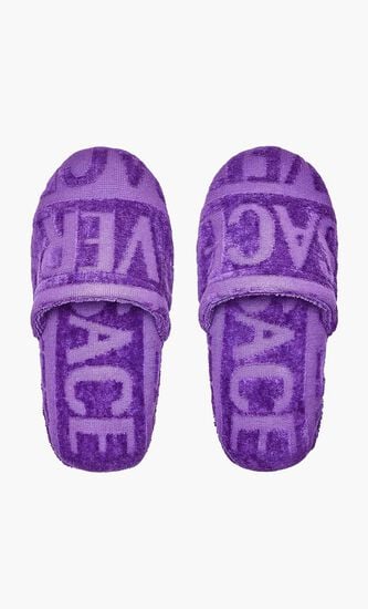 VERSACE ON REPEAT TOWEL SLIPPERS PURPLE