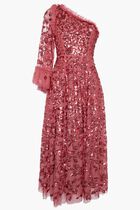 Falling Leaves One Shoulder Ankle Gown