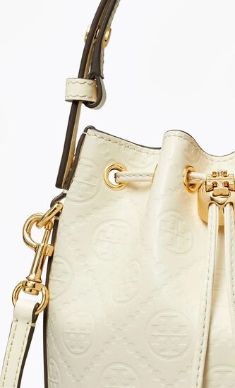 T Monogram Leather Mini Bucket Bag