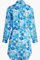 Tahiti Flowers Cotton Voile Shirt Dress