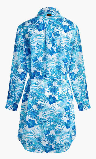 Tahiti Flowers Cotton Voile Shirt Dress