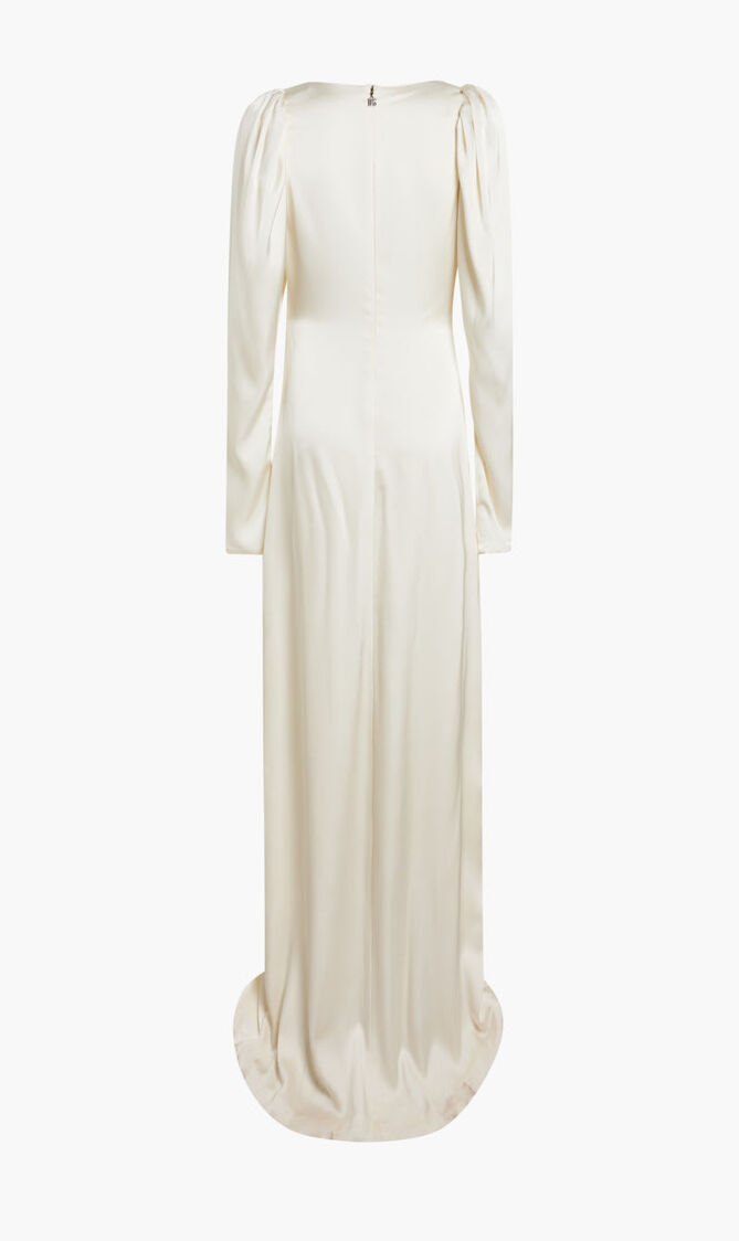 SATEEN MAXI V-NECK DRESS