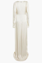 SATEEN MAXI V-NECK DRESS