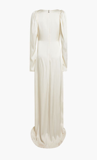 SATEEN MAXI V-NECK DRESS