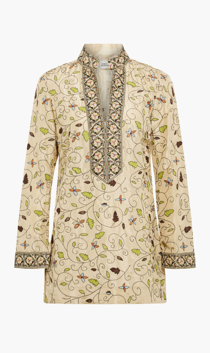 EMBROIDERED SILK TORY TUNIC