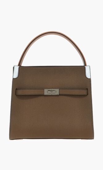 LEE RADZIWILL PEBBLED COLOR-BLOCK SMALL DOUBLE BAG