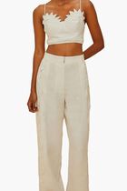 OFF WHITE HIGH WAISTED WAVY BUTTONING PANTS