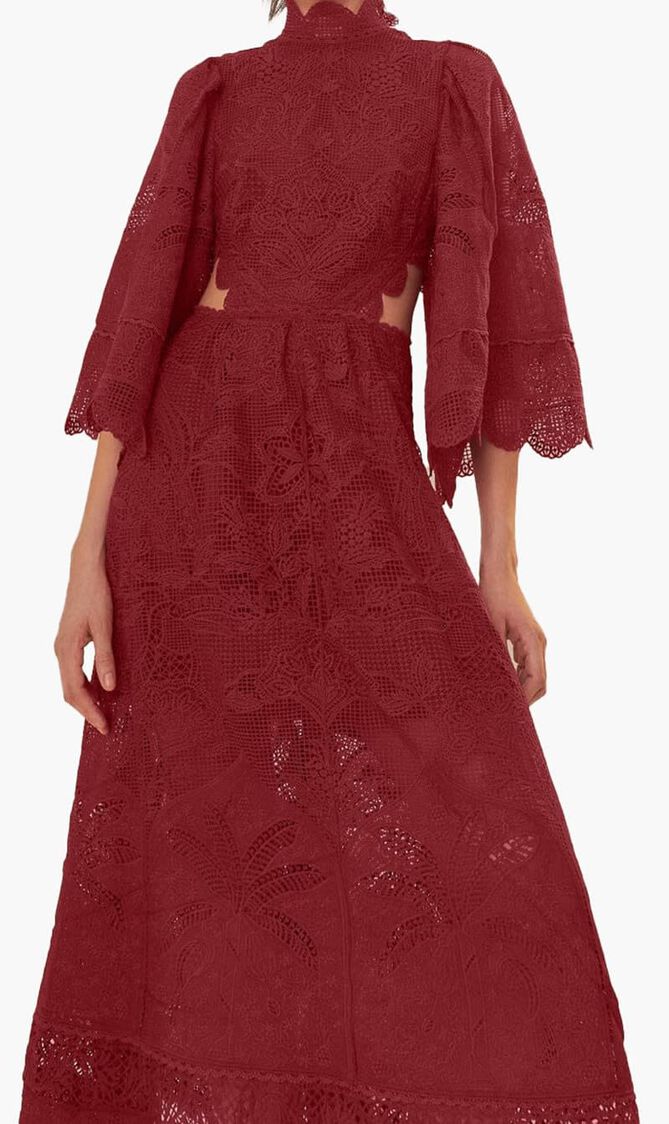 Guipire Cut-Out Midi Dress