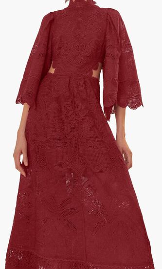 Guipire Cut-Out Midi Dress