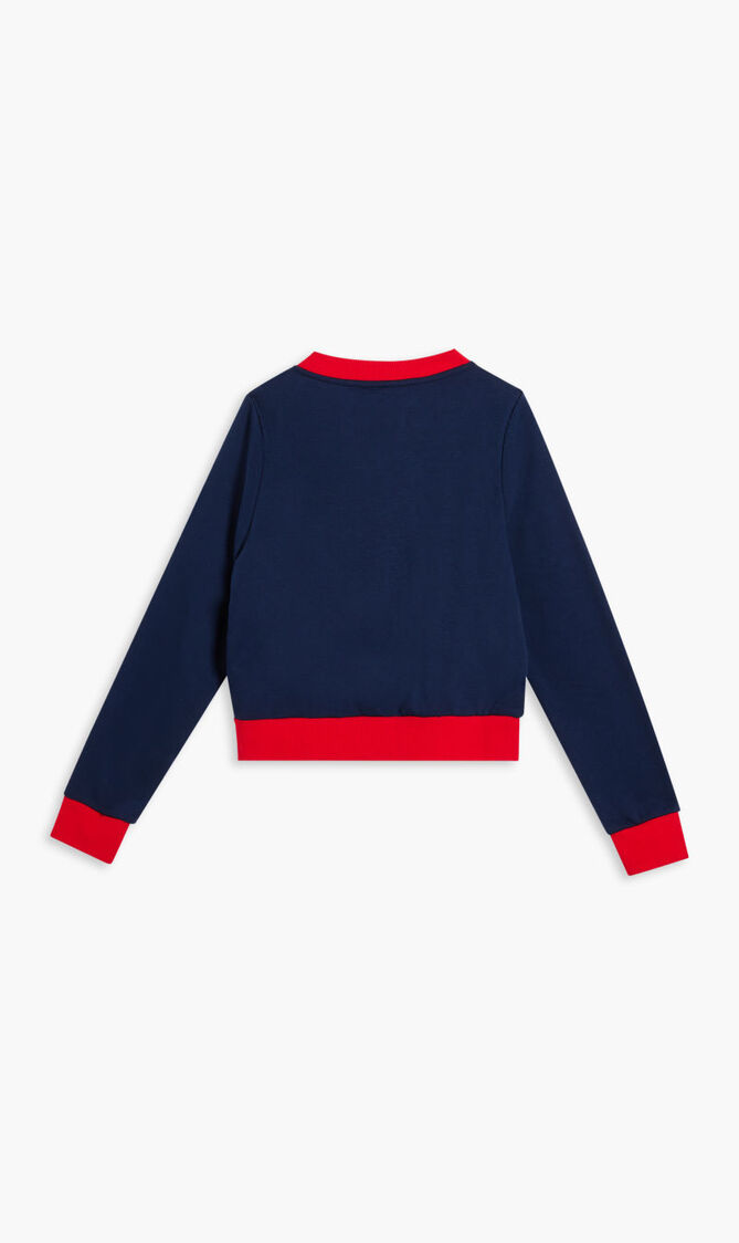 STRIPE DETIAL CROPPED KNIT CARDIGAN