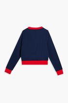 STRIPE DETIAL CROPPED KNIT CARDIGAN