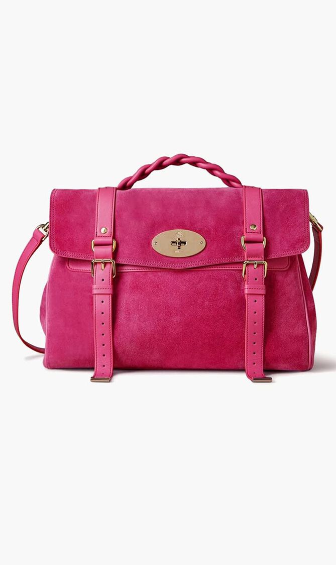Oversized Alexa Satchel Bag in Suede