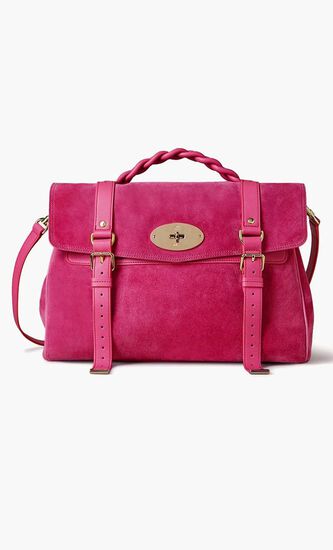 Oversized Alexa Satchel Bag in Suede