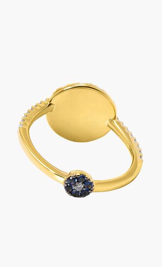 Apm Tropical Sun Ring With Blue Stones - Yellow Silver