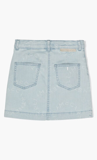 Logo Print Denim Skirt