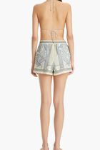 PRINTED LINEN CAMP SHORT