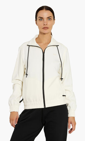 Zippered Collar Flowy Wool Blend Jacket