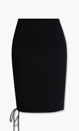 VANISE LACE UP MIDI SKIRT BLACK NO COLOR