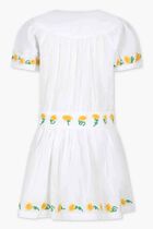 White dress for girl with embroidered sunflowers