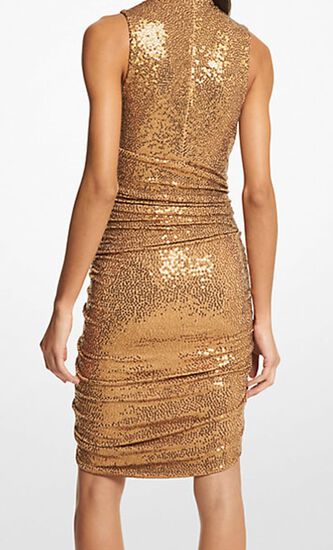 Hand-Embroidered Sequin Jersey Elliptical Dress