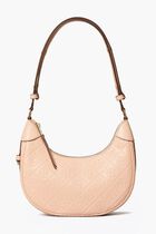 T Monogram Leather Crescent Bag