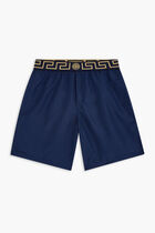 GRECA BORDER MID-LENGTH SWIM SHORTS