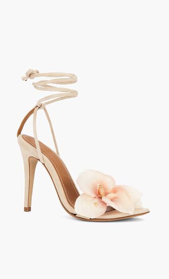 FLOWER BLUSH LEATHER SANDALS