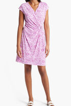 Clara Ocean Ikat Knit Faux Wrap Dress