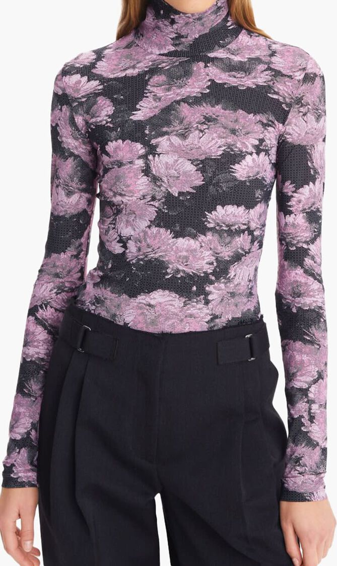 Printed Jersey Turtleneck