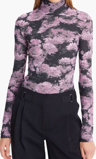 Printed Jersey Turtleneck